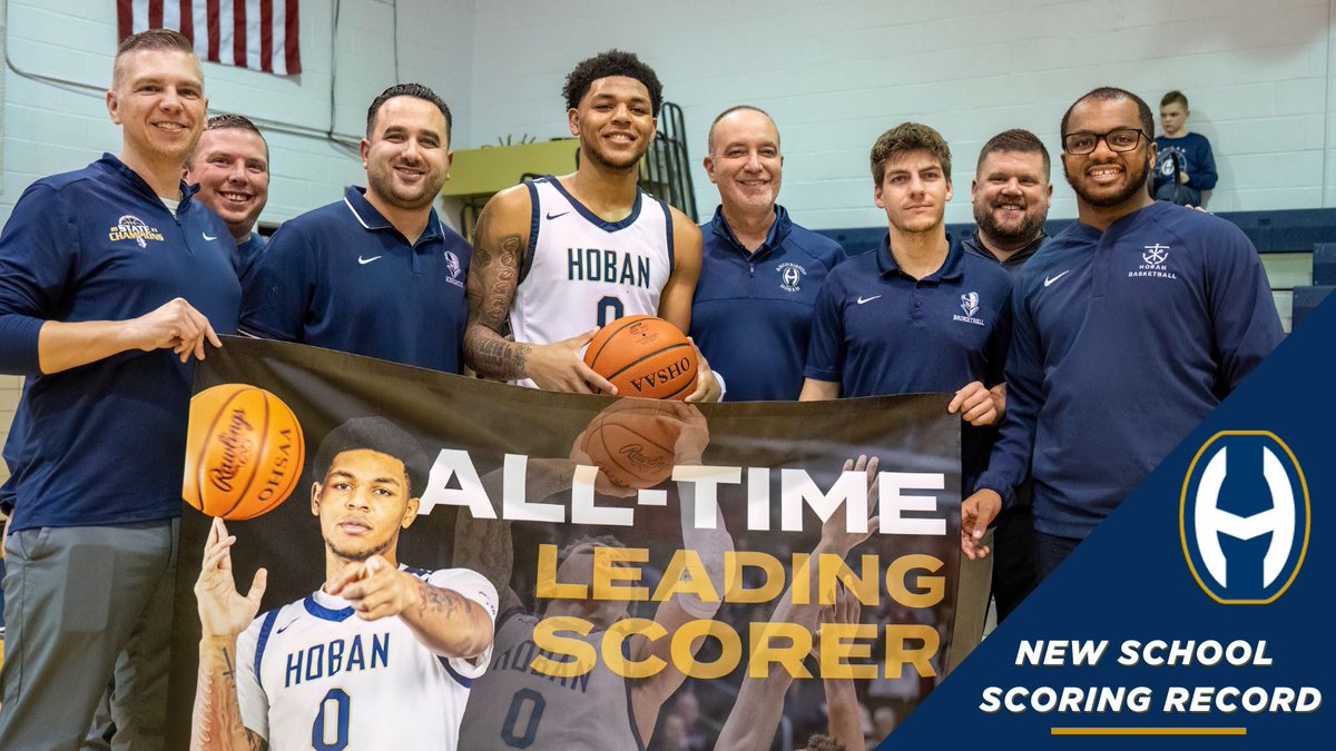 🏀 Senior Jonas Nichols became the all-time leading scorer for Hoban boys basketball Thursday night in a 76-41 win over Spire Academy. 

Nichols has scored 1,373 total points to surpass Collen Gurley ’18 who held the previous record of 1,360 points. #GoKnights <a href="/HobanBasketball/">Hoban Boys Basketball</a>