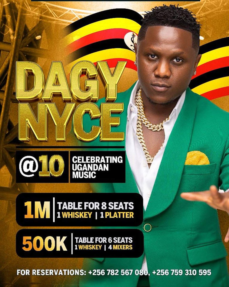 The day is tomorrow.
Let's all be dere and support  Top Mc  @dagy_nyce at Nexus Lounge Najjera. It's Dagy Nyce @10 as we celebrate ugandan music 🎶.
#Gagamelinternational 
#SilentMajority 
#BebeCool