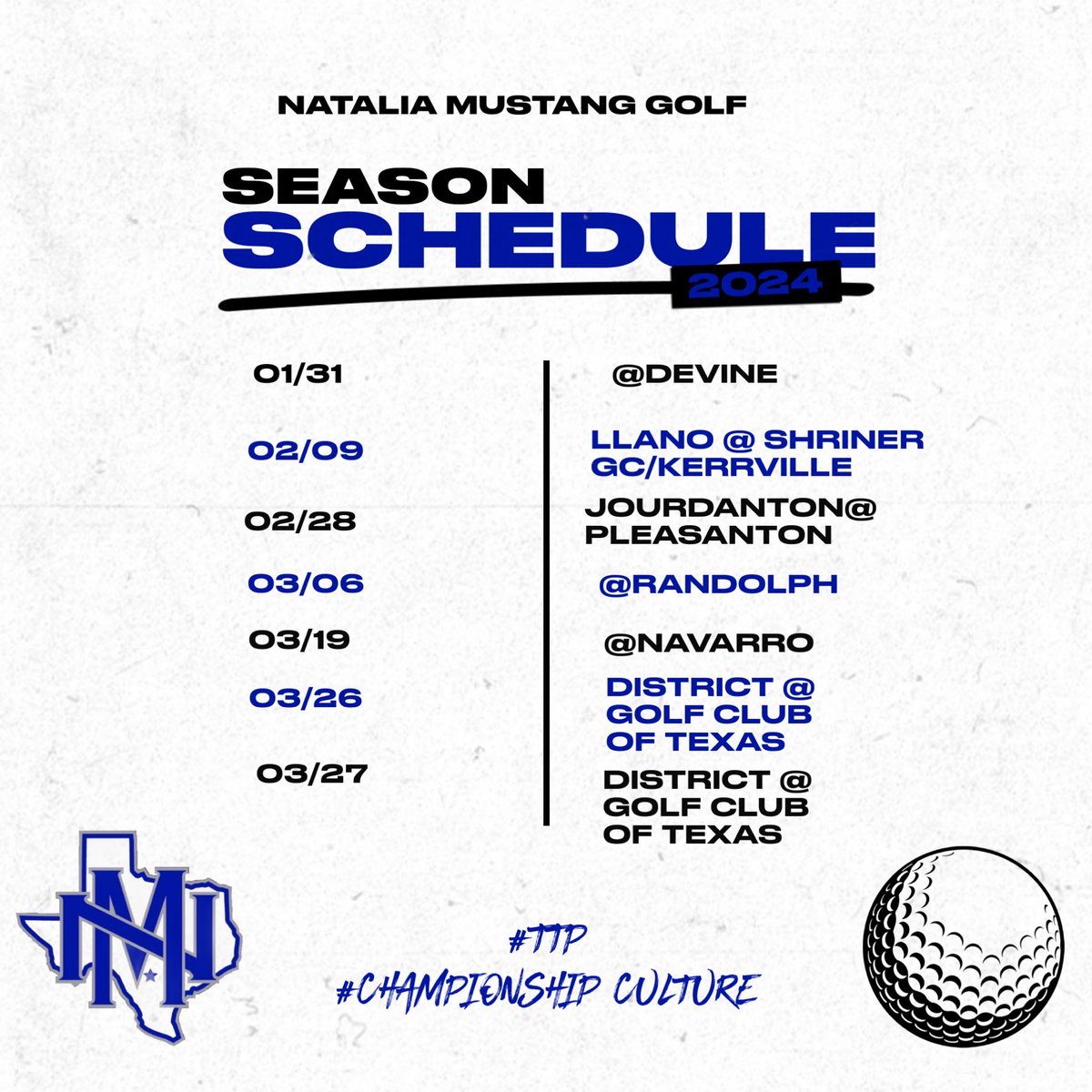 Updated Schedule for this golf season ⛳️