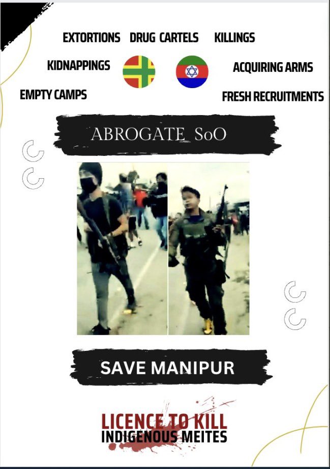 mingthonjadri's tweet photo. #KukiTerrorists No one is permitted to encroach upon our motherland's #Meitrabak or #Manipur (present-day name) territory as long as we #MeiteiNongsha are alive
#AbrogateSoO #SaveManipur #KukiMilitantsViolatedSoO https://t.co/tmgA7xmbGY