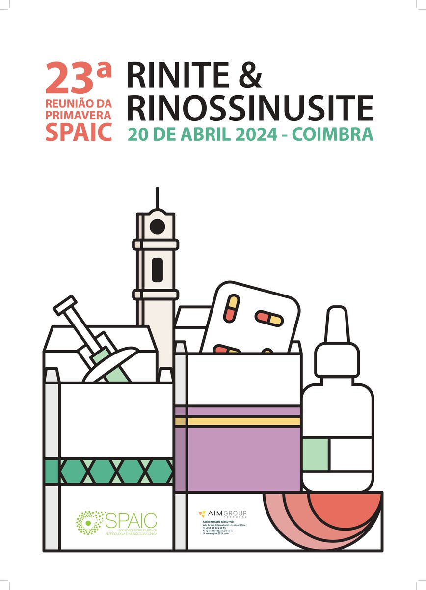 No próximo dia 20 de abril, Coimbra recebe a 23.ª Reunião da Primavera da SPAIC, dedicada à Rinite &amp; Rinossinusite Alérgica.
As inscrições já estão abertas e o programa científico já está disponível. Consulte aqui: spaicprimavera2024.com