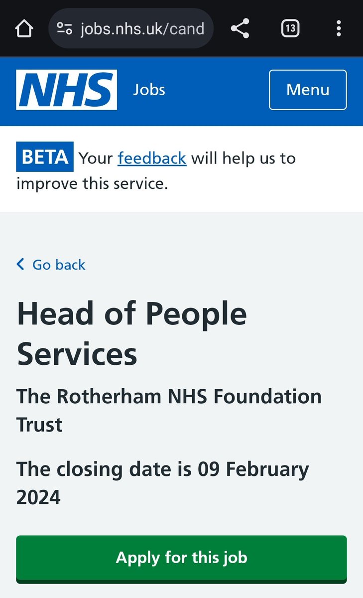 What are you doing this weekend? Applying for a new job? Check this out Head of People Services (£58-68K) @RotherhamNHS_FT jobs.nhs.uk/candidate/joba…