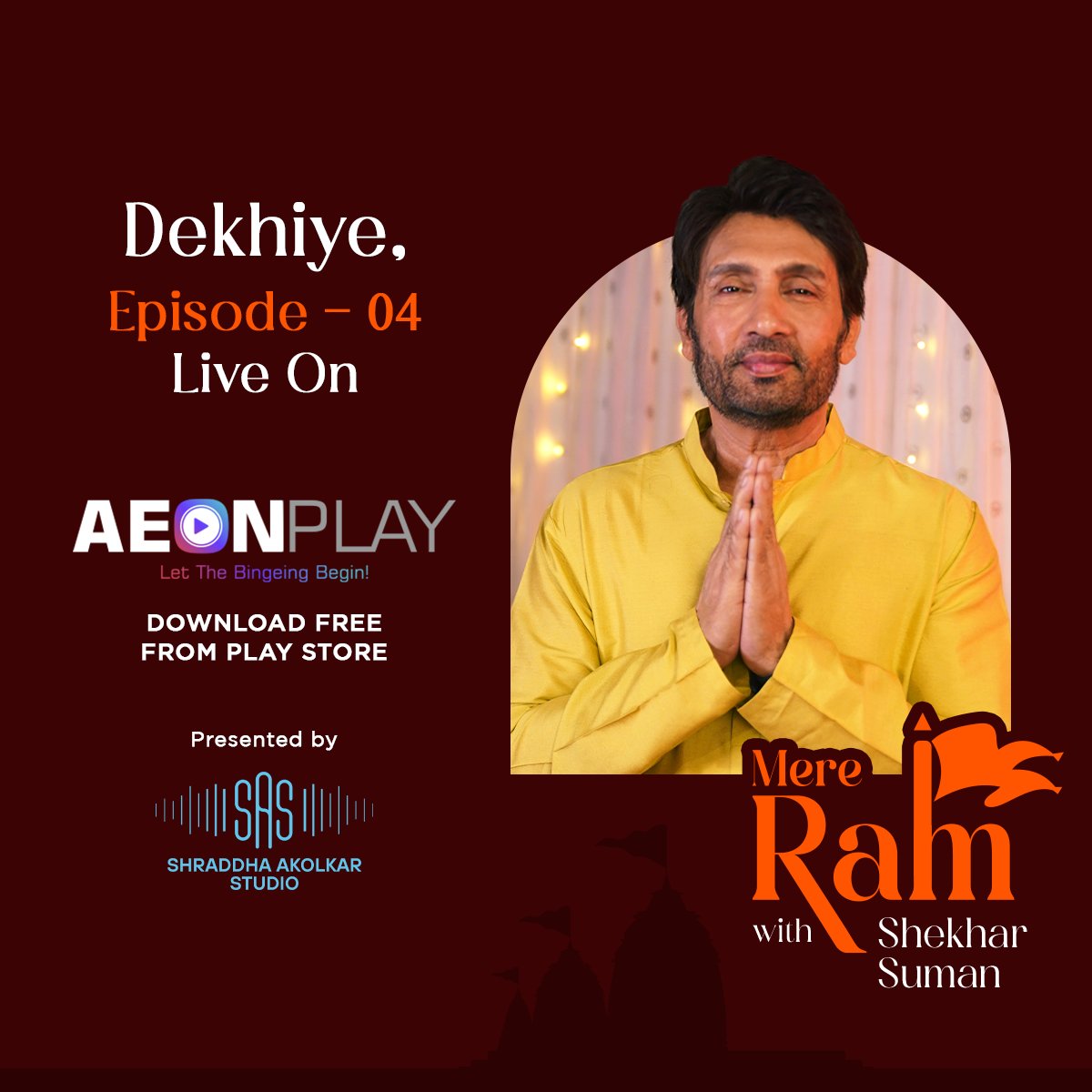 Aeon_Play's tweet photo. Prabhu Ne Kaise Rakha Vachan Ka Maan, Maryaada Purushottam Kyon Pada Naam!🚩✨
#MereRamWithShekharSuman 
#ShriRamRajyaLiveOnAEONPlay 

https://t.co/rbEAeqSAVY

Download and Watch Live👆
डाउनलोड करें और लाइव देखें👆 https://t.co/mcDAoaeNDh