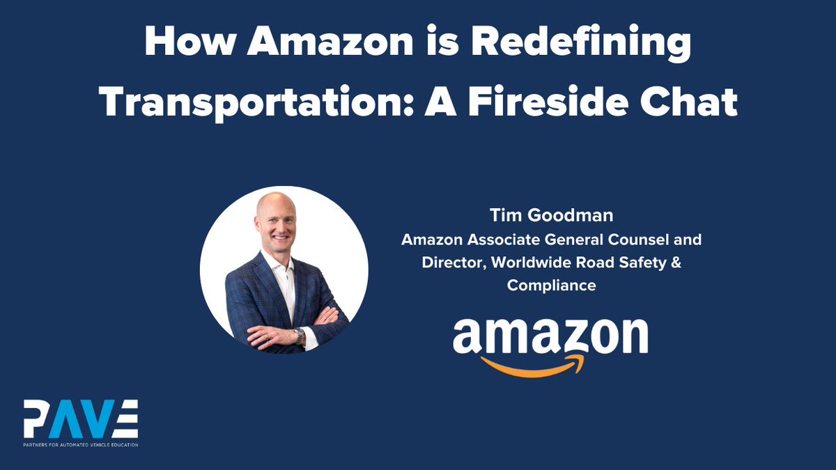 How is @amazon transforming transportation, and what can the AV sector learn? In the latest #PAVEcast, we sat down with Tim Goodman to chat about how Amazon is approaching safety, innovation, sustainability and efficiency.

Listen here: bit.ly/3uifdod