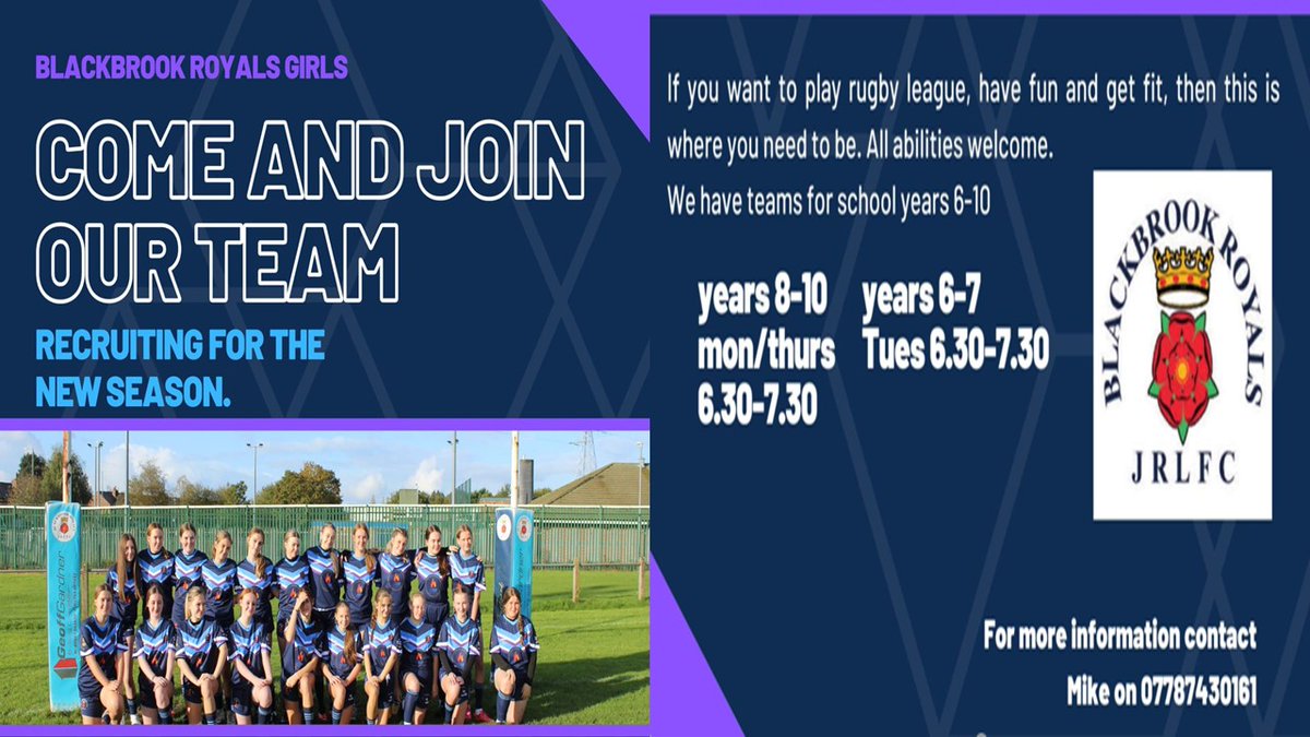 If you want to play Rugby League, have fun and get fit, Blackbrook Royals Girls is the club for you. All abilities welcome. Take a look at this flyer, be brave and get involved! #cuthies #morethanaschool