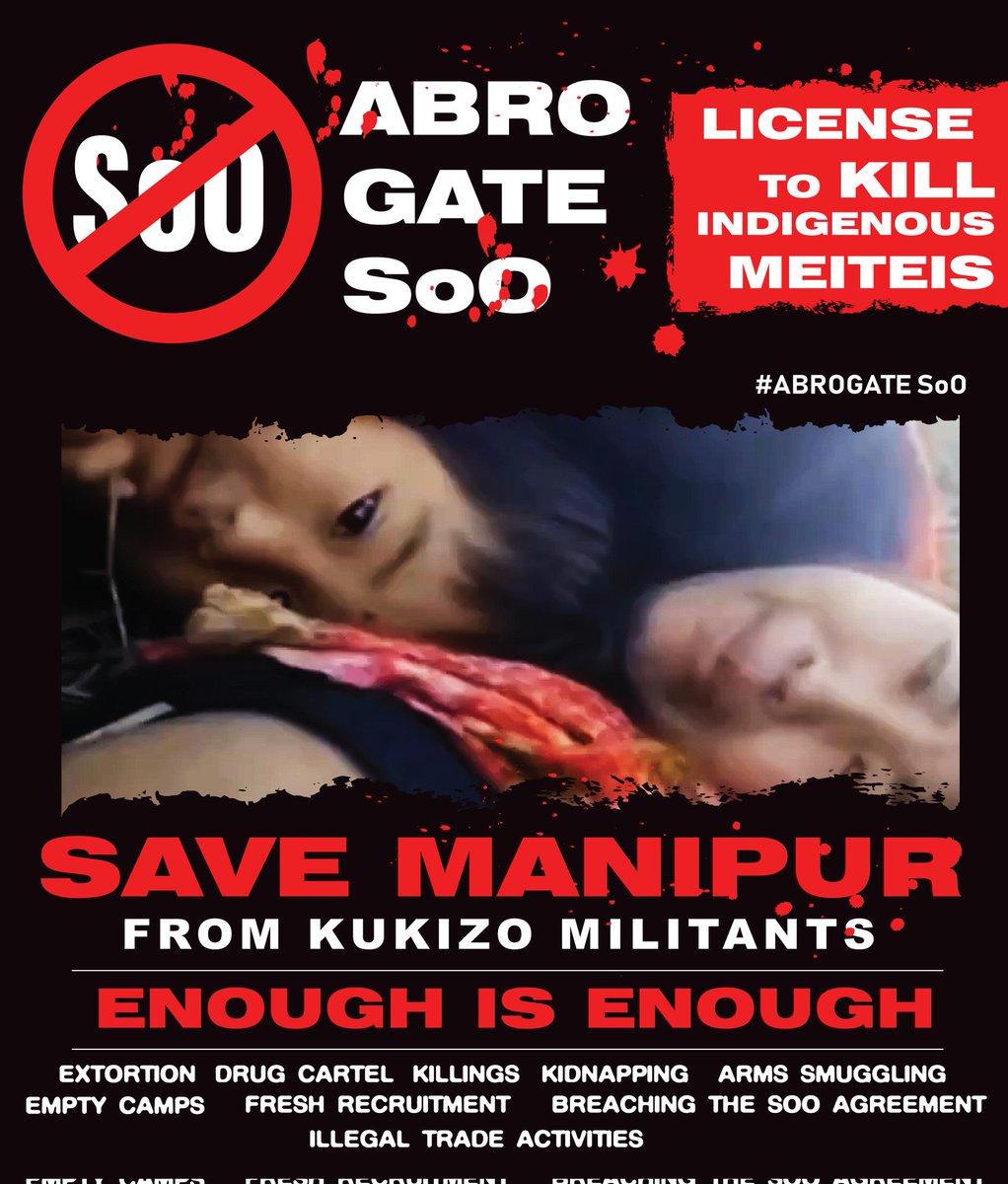 Look,how a Meitei mother covers her child to shield him from the indiscriminate firings by #KukiMilitants from hilltop. Is this what the Indian Constitution promises to its citizens?Honour the #RepublicDay2024 #AbrogateSoO that emboldens Kukis to commit any crime with impunity.