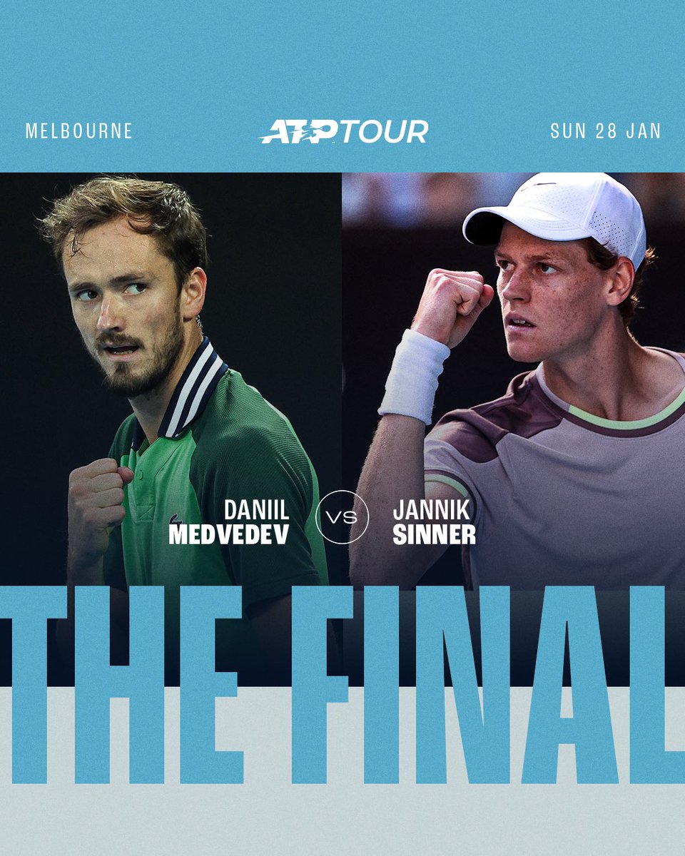 atptour's tweet photo. The final is set 🏁

Who will be the 2024 #AusOpen Champion? 👇

@AustralianOpen https://t.co/Vz04Fqy3cl