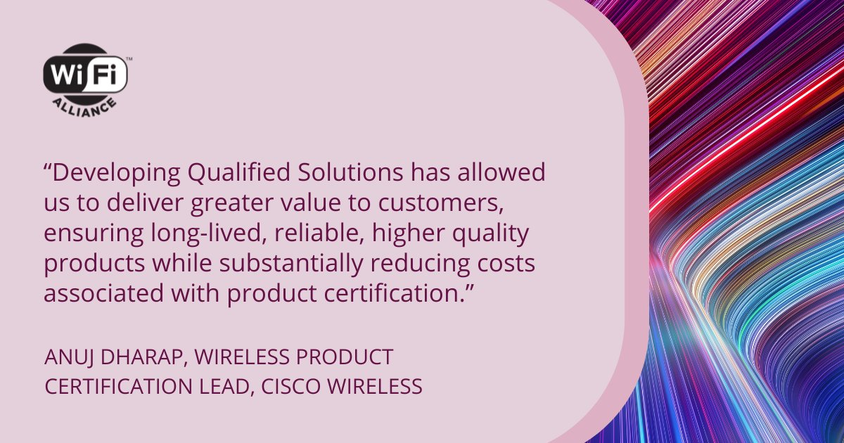 #WiFiCERTIFIED QuickTrack allows Wi-Fi Alliance members to build products based on Qualified Solutions — modules, chipsets, and other solutions which have undergone testing. Learn how @Cisco finds efficiency as an end-product Solution Provider: bit.ly/3SH1qBj