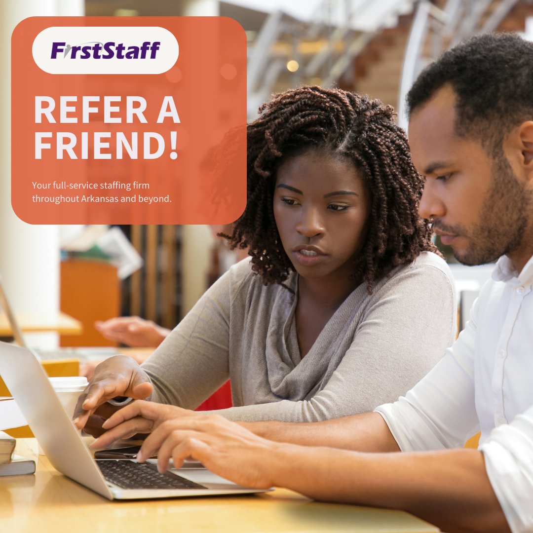 FirstStaff_AR's tweet image. Is your friend or family member looking for a job? Refer them to FirstStaff and, if all eligibility requirements are met, you can earn a cash bonus for your referral!

Learn more about our referral program here: nsl.ink/cFCm.
