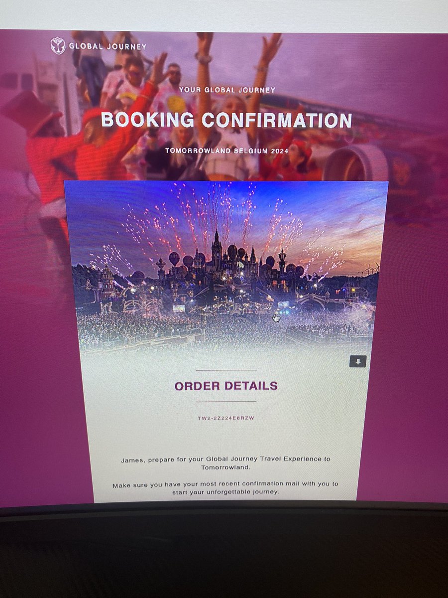 jameswhcook's tweet photo. Here we go… see you in July 🎉🙌

#tomorrowland #tomorrow2024 #globalpackage https://t.co/X98qlBWF8S