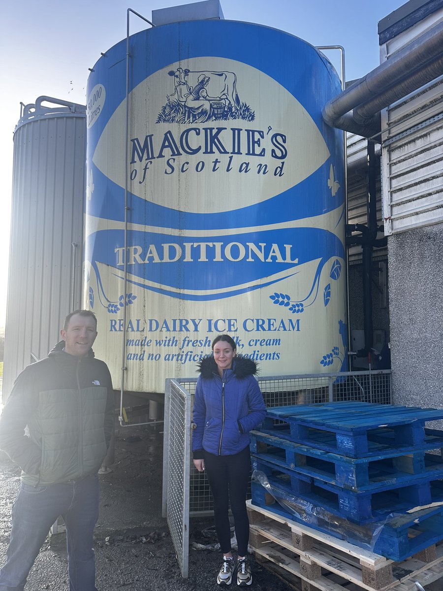 TechMixGlobal's tweet photo. Great trip today to discuss calves and calf technology solutions. Thanks to David in @mackiesscotland for showing us around! Great farm, great animals, but most importantly, lovely chocolate and ice cream! 🐄🍫🍨 https://t.co/F101Iswvbx