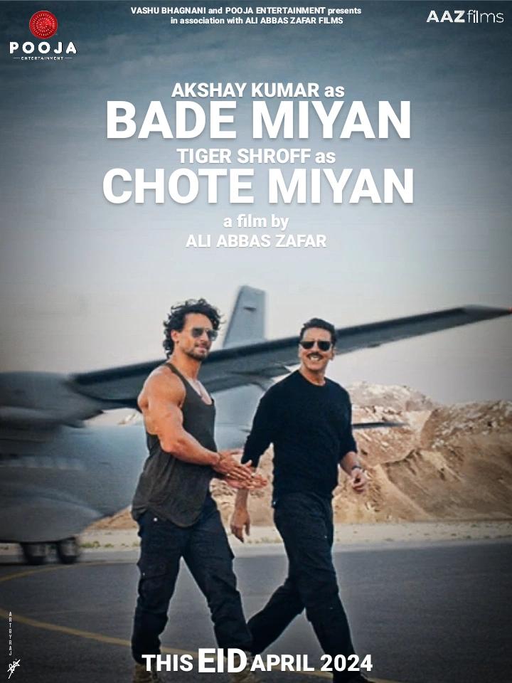 RajKumarPosters's tweet photo. Akkians and Tigerians arrive here! My brand-new fanmade poster for #BadeMiyanChoteMiyan, after watching an epic teaser here is my new poster, rate from 1-100. Arriving in cinemas from this Eid April 2024. #AkshayKumar #TigerShroff https://t.co/TrHesKmEKT