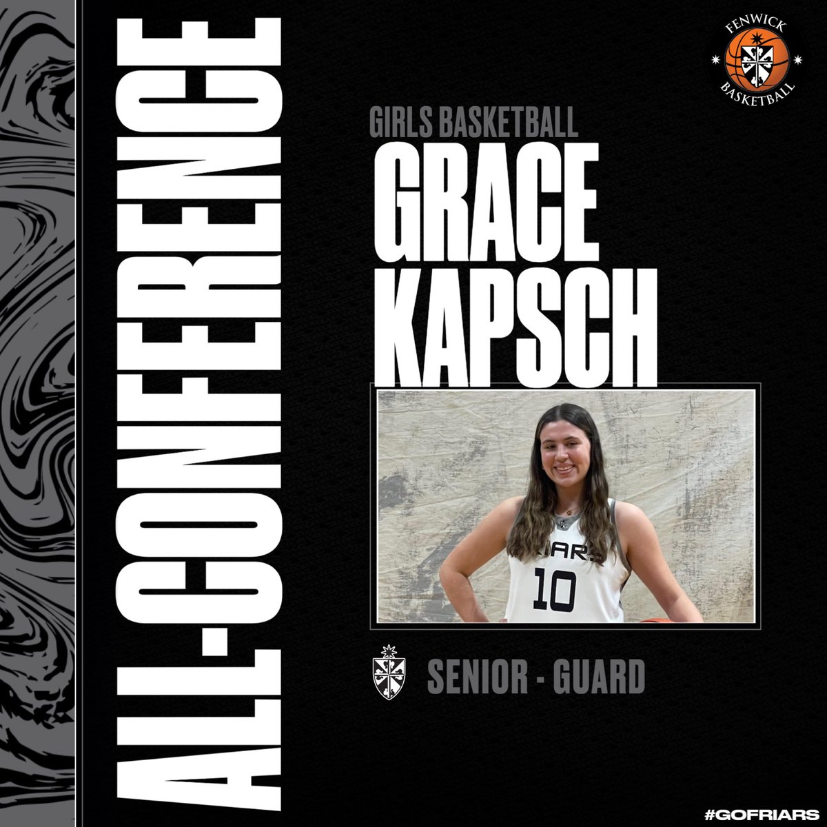friargirlsbball's tweet photo. Congratulations to our Senior PG Grace Kapsch for making All- Conference!!! https://t.co/DoqKJ9iTYK