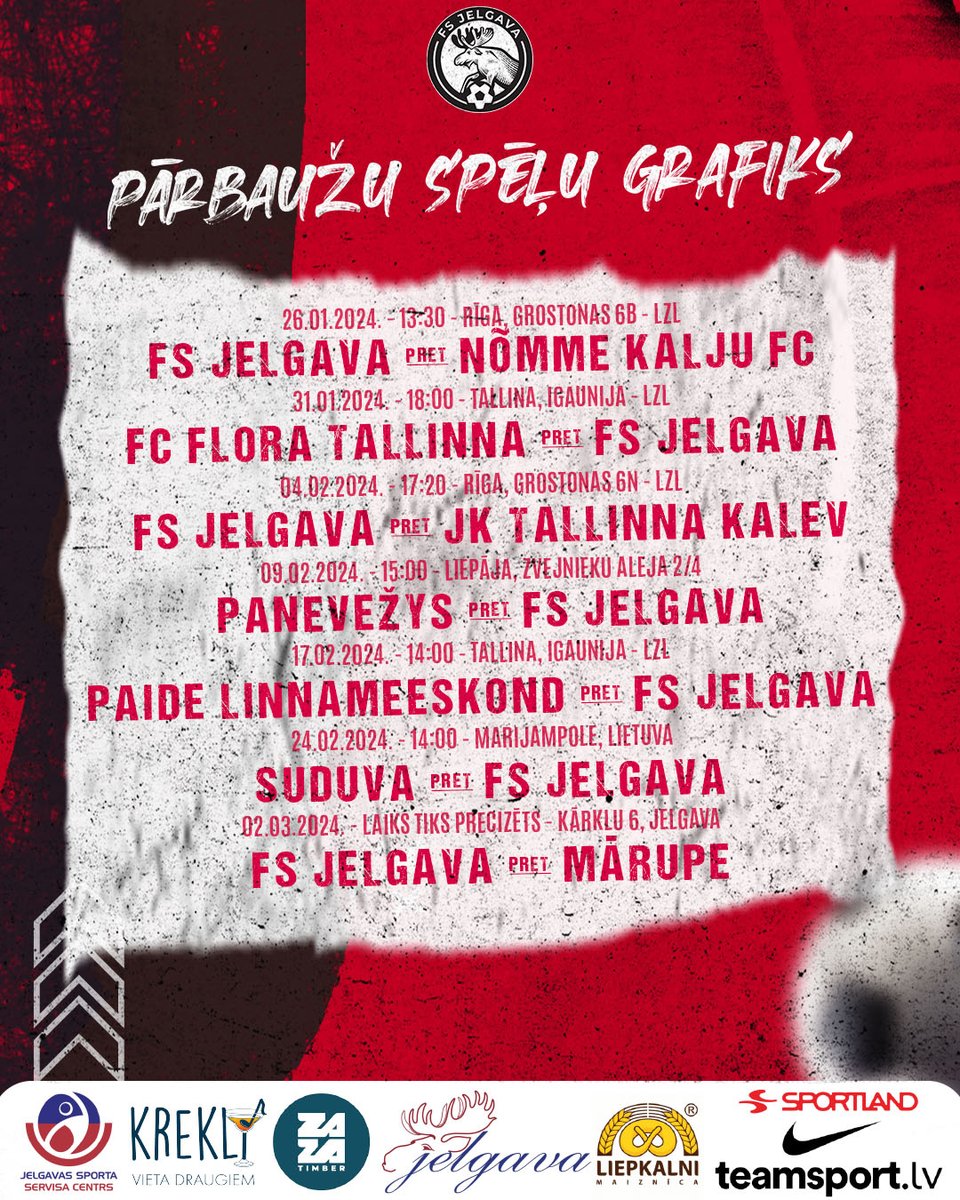 fsjelgava's tweet photo. Pārbaudes spēles priekšā vēl ir daudz. Šeit būs spēļu grafiks.
#LZL #fsjelgava #futbols https://t.co/DltngAFR2B