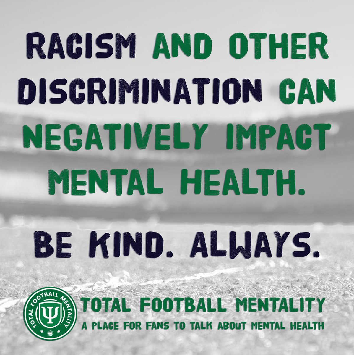 Racism and discrimination hurt everyone. Remember to always be kind.

#MentalHealth ⚽️ #Racism ⚽️ #AlwaysBeKind