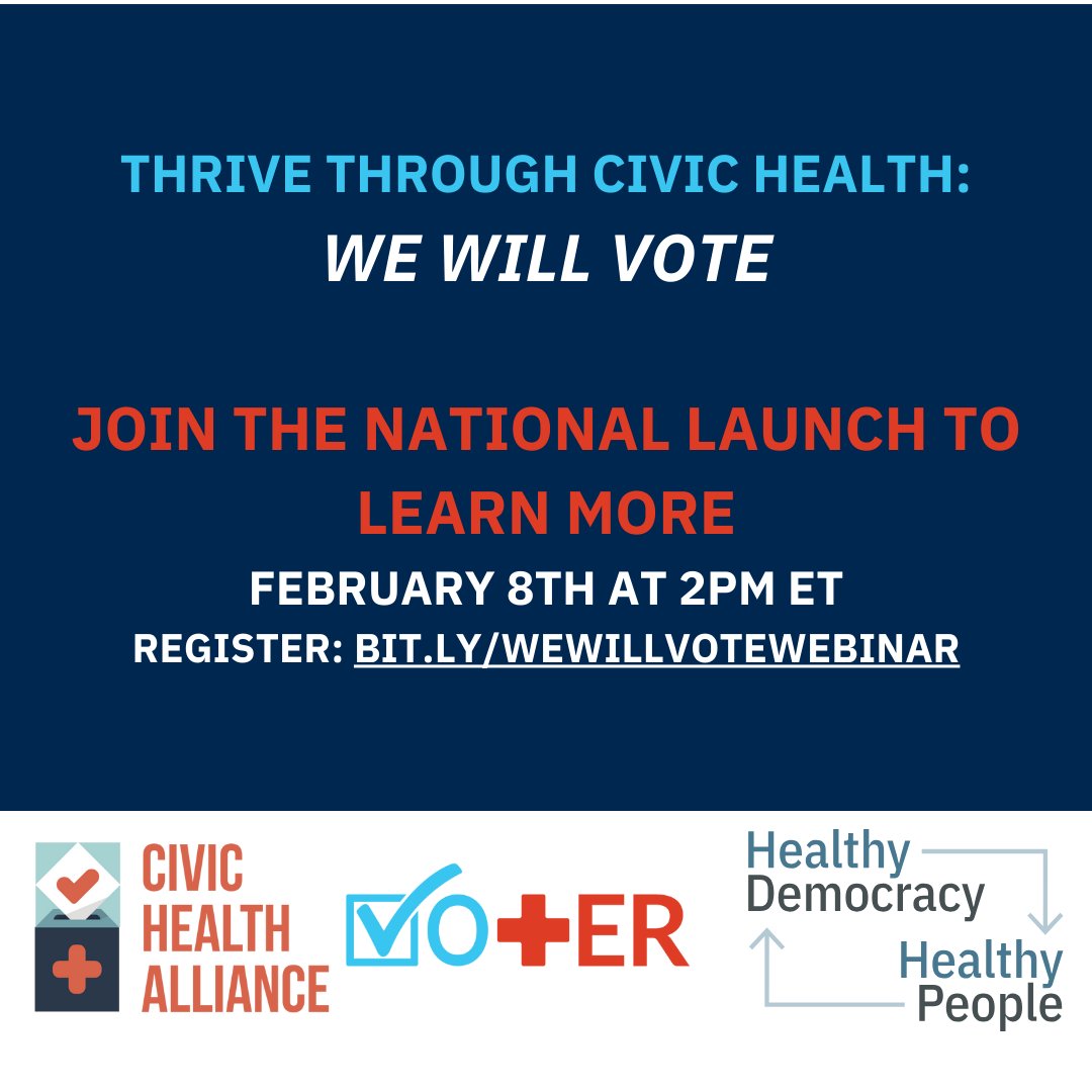 2024 is the year We Will Vote! Join @civichealth_all, @Hdhp_initiative & @Vot_ER_org on February 8th for the virtual launch of the 'We Will Vote' initiative hosted by @theNASEM Register here: bit.ly/WeWillVoteWebi…
