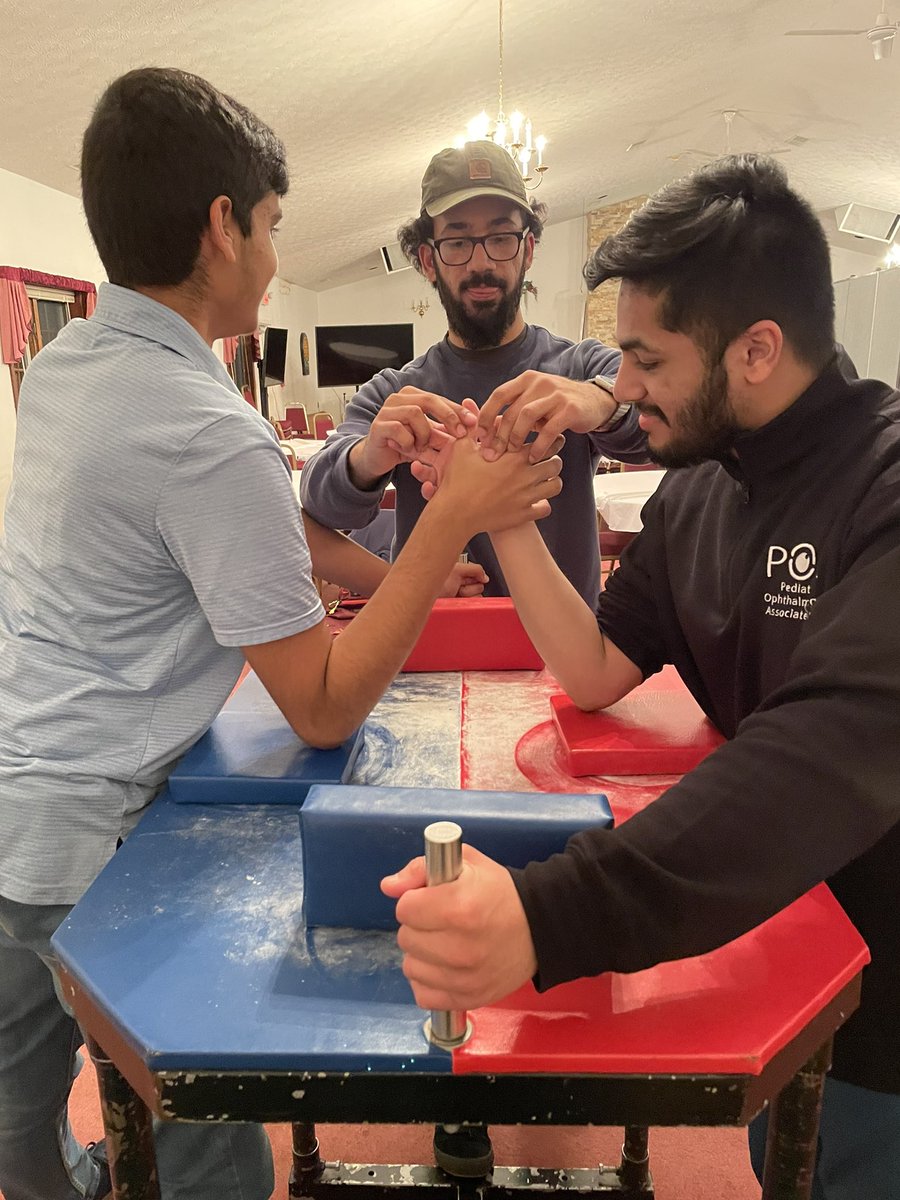 MuslimYouthCol's tweet photo. Salat and Brotherhood held this Tuesday in Columbus.Alongside refreshments, brothers competed in ping pong and arm wrestling! Isha prayers were led afterwards. https://t.co/rXt0QyzLE7