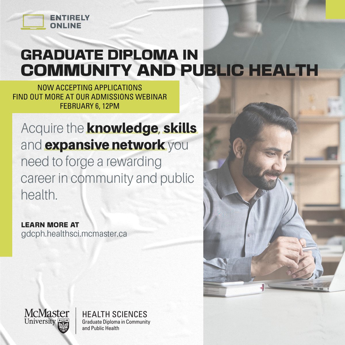 Want to find out more about this pathway into Public and Community Health opportunities? Join Dr. Laura Anderson and Gabi Watson for our Admissions Webinar on February 6, 2024 at 12pm ET. RSVP gdcph@mcmaster.ca for call information. #community #PublicHealth #graduate