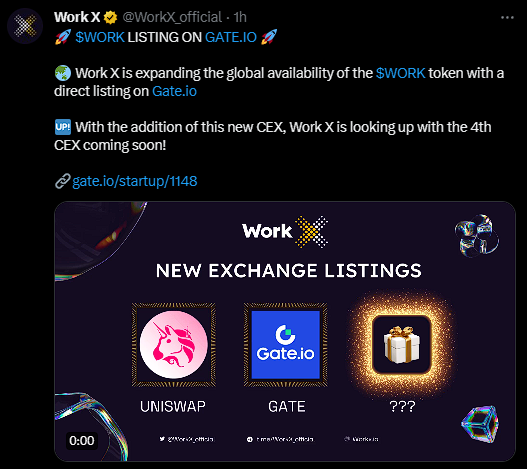 I thought $WORK will get listed in 5 days, but being ahead of schedule is a great feat.  🔥

4th CEX will be coming soon for @WorkX_official.

Can't believe $WORK is not yet at $50 million mc right now. 

$10 million ecosystem fund for a $1 million mc project? 

You guys know