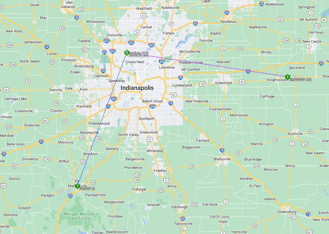GraymanPOTA's tweet photo. It appears that my #digipi digipeater is being digipeated. #hamradio #aprs #hamharder https://t.co/yC14pYPp6s