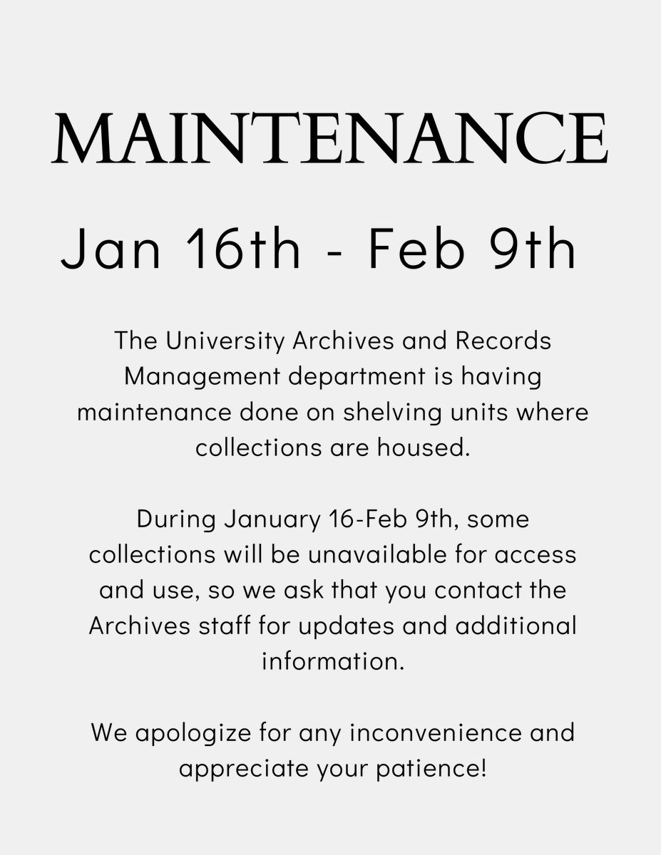Updates: maintenance on our shelving units will be completed by February 9th. Thank you for understand and we apologize for any inconvenience!