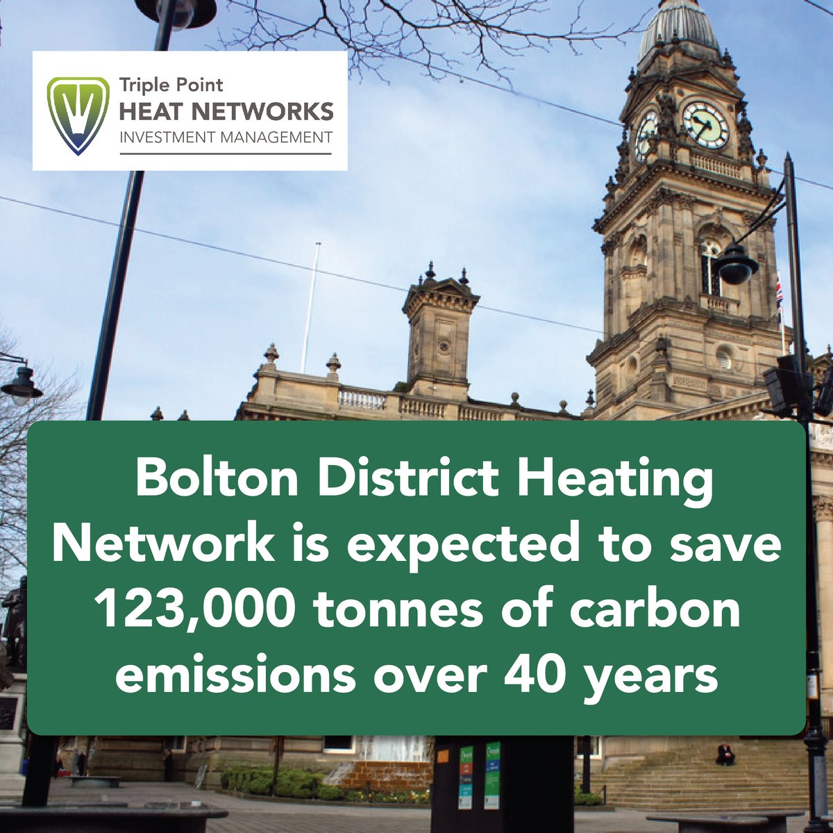 tpheatnetworks's tweet photo. The Bolton District Heating Network is expected to save an impressive 123,000 tonnes of #carbonemissions over 40 years, the equivalent of taking 15,000 cars off the road!

Bolton Metropolitan Borough Council has been awarded £11 million through #GHNF: https://t.co/XTaHsnmpCd https://t.co/Hgy6vAhCTw
