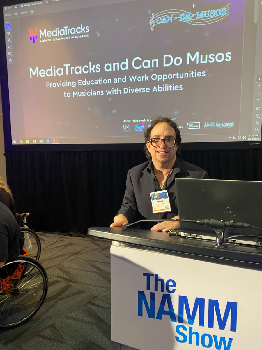 MediaTracksUK's tweet photo. Taking the MediaTracks spirit to NAMM in LA! π
Our incredible partners from @CanDoMusos rocked the stage at a panel yesterday, shining a spotlight on our powerful partnership πΆ
#MediaTracks #CanDoMusos #NAMM2024 #InclusivityInMusic https://t.co/h4Ezf1imUg