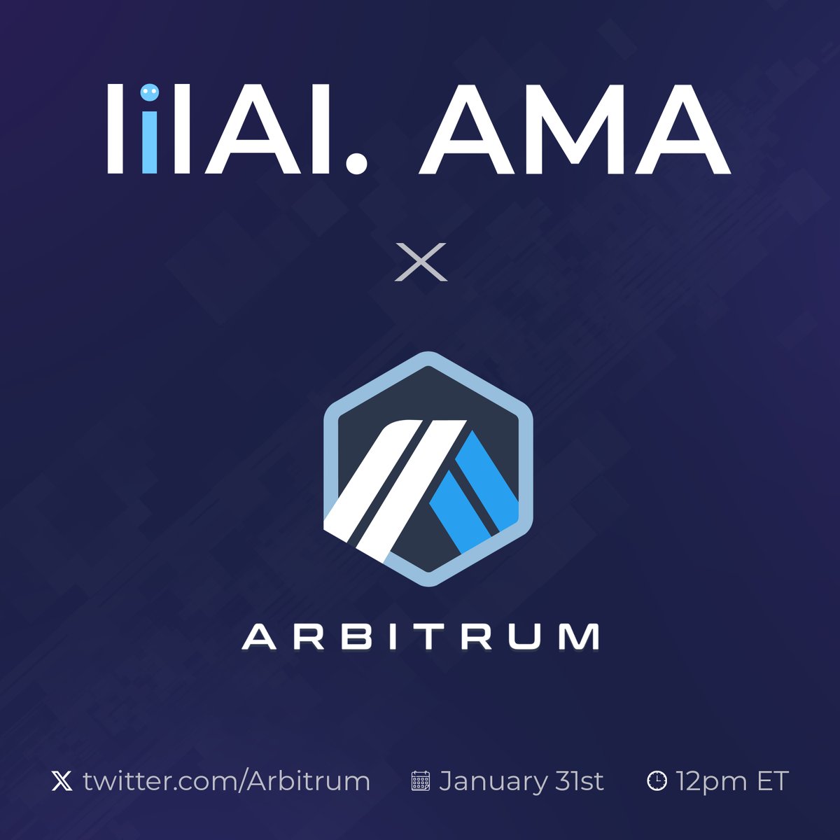 lilTheAI's tweet photo. lilAI has had an incredible journey so far as part of the Arbitrum ecosystem 

Join us on January 31st 12pm ET for an AMA with the @arbitrum team on X Spaces

We’ll take a deep dive into our 2024 roadmap and explore all of the opportunities brought by building on Arbitrum

💙🧡 https://t.co/VdMBlAPwYr