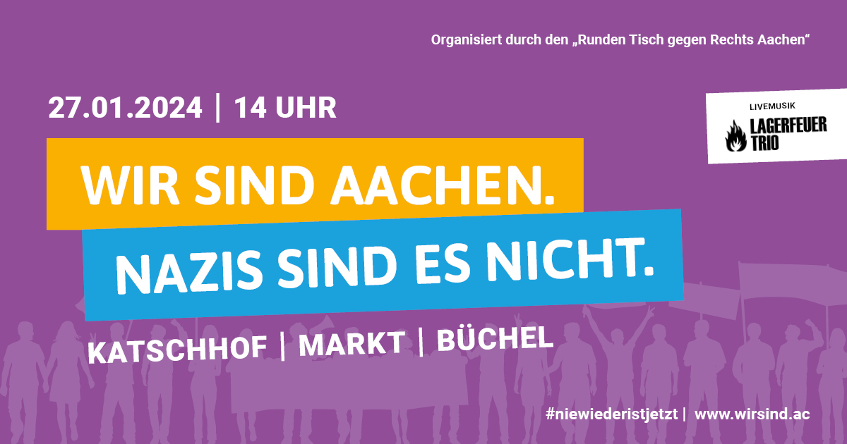 RadentscheidAC's tweet photo. WIR SIND AACHEN. NAZIS SIND ES NICHT.
 
Jetzt  ist es Zeit, ein Zeichen zu setzen und unsere Demokratie zu  verteidigen. 
 
🗓️ Samstag, 27. Januar 2024
📍 14 Uhr Kundgebung am Markt vor dem Rathaus

#wirsindaachen.

https://t.co/va7sttE4bb https://t.co/jZXmH5qOn7