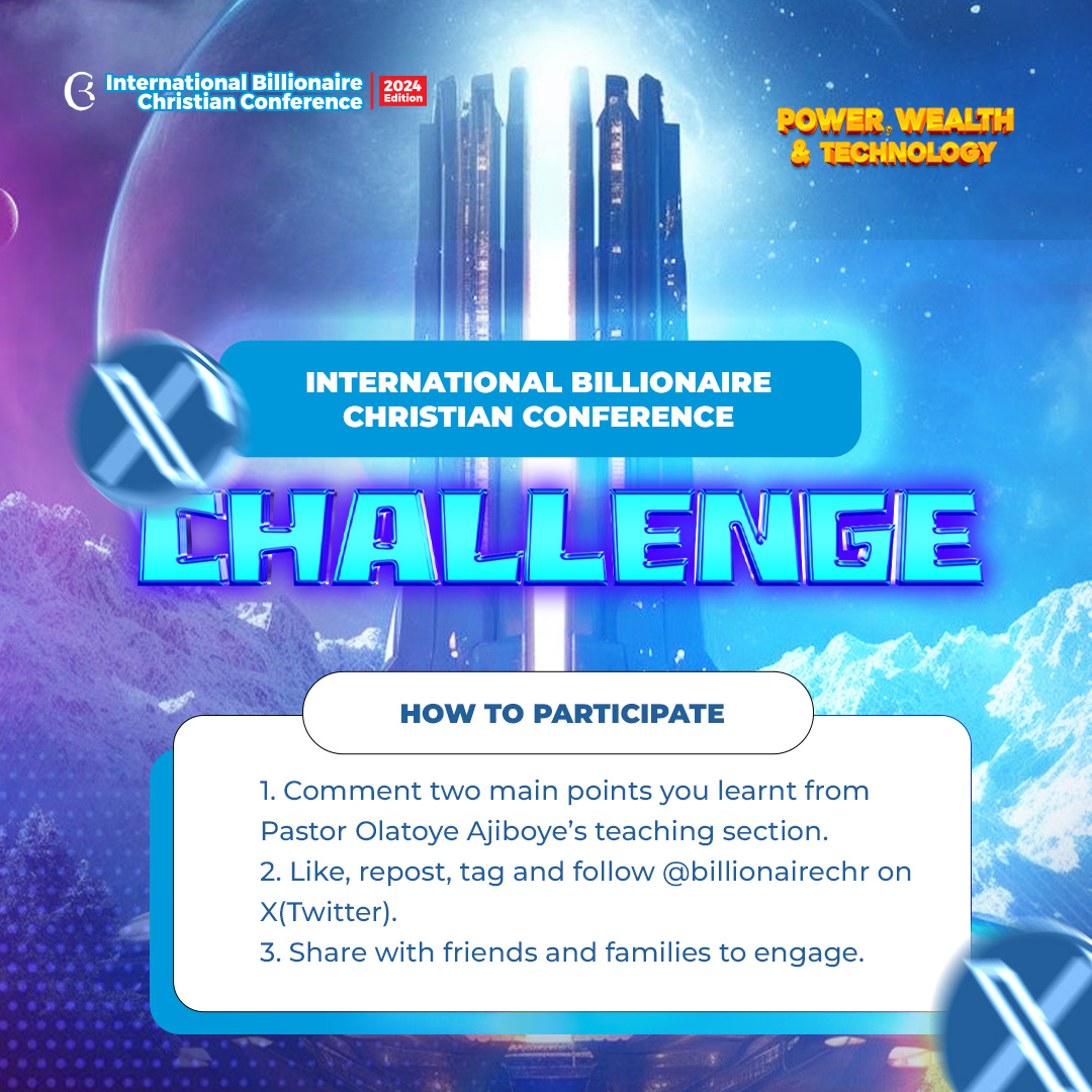 BillionaireCHR's tweet photo. Here's a challenge for you billionaires!!!
Read the details on the flier for more information

#IBCC2024 
#Iamachristianbillionaire https://t.co/FhxPz6iWZj