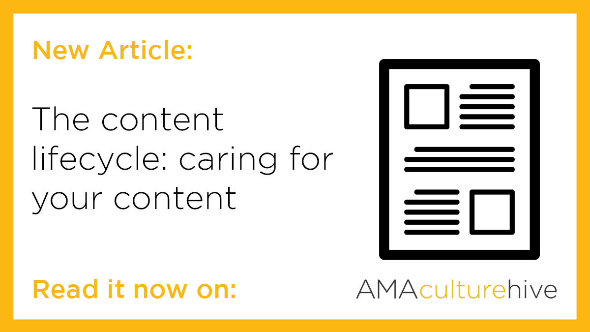 New article available on AMAculturehive — The content lifecycle: caring for your content by Zosia Poulter <a href="/substrakt/">substrakt</a>.  

Part of the Digital Marketing Day 2023 collection.  

Read the article here: culturehive.co.uk/resources/the-…