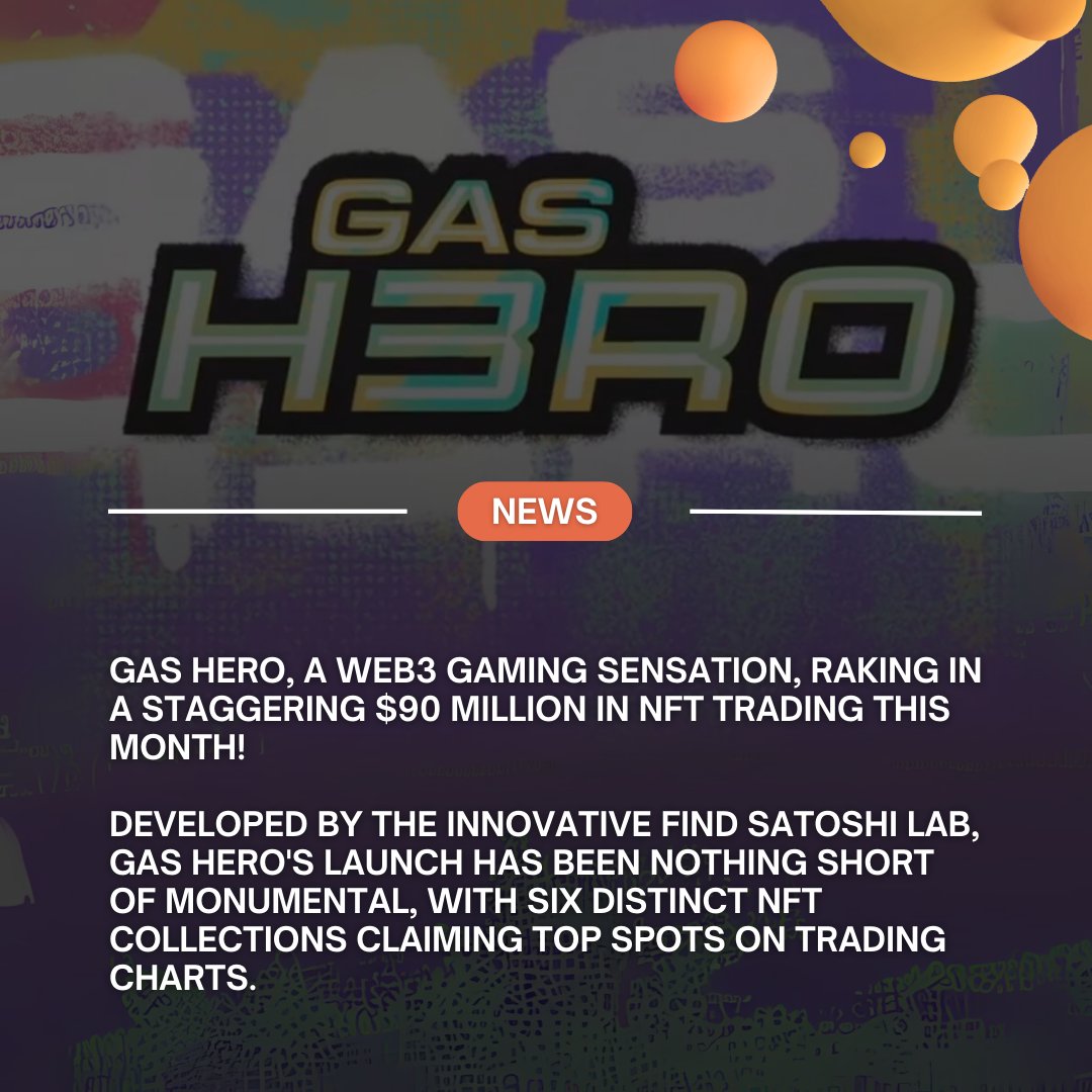 AtomicPeeps's tweet photo. 🎮✨Developed by the innovative Find Satoshi Lab, Gas Hero's launch has been nothing short of monumental, with six distinct NFT collections claiming top spots on trading charts. 📈 

#GasHero #NFTGamingMagic #Web3Revolution https://t.co/srF3TNraCd