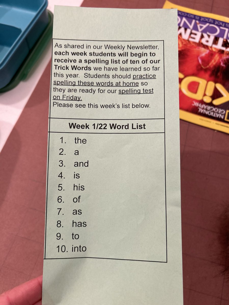 So if a child is reading this with comprehension & has 99% scores on standardized verbal assessments, this is likely not an appropriate spelling list @NAGCGIFTED @ncte #gifted #languagearts #teachers