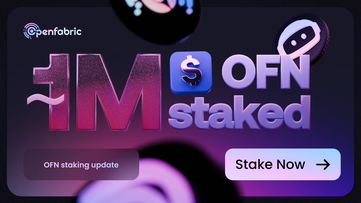 openfabricai's tweet image. ~1M $OFN is staked on our staking platform 🥳

Stake your $OFN for massive rewards before the pool is filled up.

Stake here: staking.openfabric.ai

#OpenfabricAI #staking #DecentralizedAI