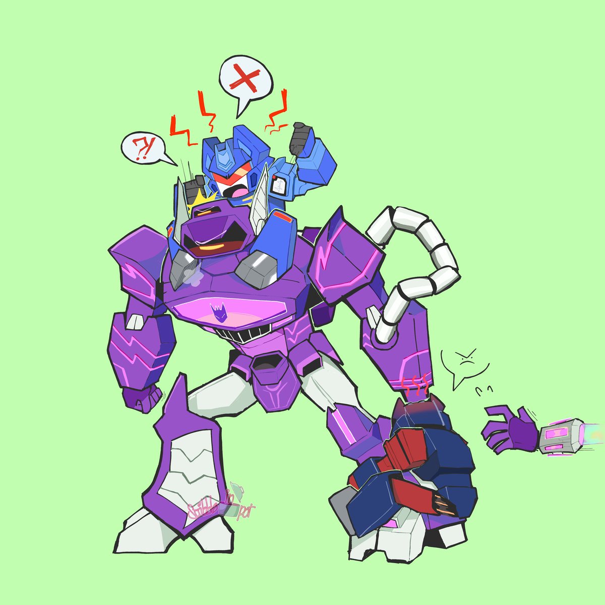 Shockwave got some patience.

#Transformers #Cyberverse #Fanart #Art #Shockwave #Soundwave #Soundblaster
