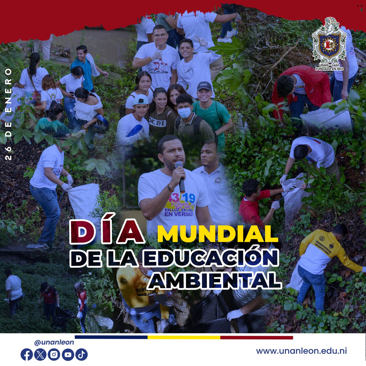 La UNAN-León saluda al día mundial de la educación ambiental, que tiene como objetivo concienciar a las personas a cerca de la importancia de preservar y proteger el medio ambiente. Promovido desde la Campaña Nacional "Verde que te quiero Verde", que impulsa nuestro Gobierno de