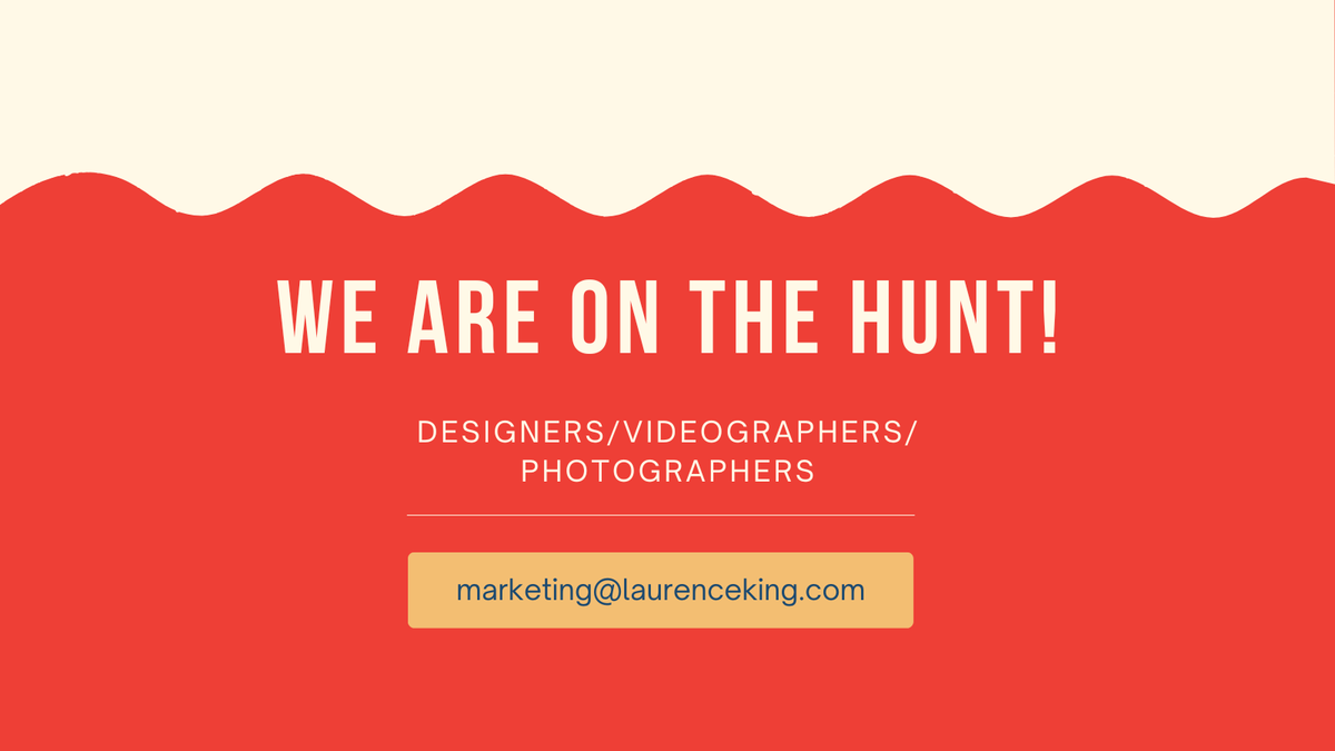 LaurenceKingPub's tweet photo. We are on the hunt!  📣   

We are always looking out for new talent to help us create our marketing materials at LKP. 

Does that sound like you? Get in touch!     

Please send your portfolio and link to website to: marketing@laurenceking.com https://t.co/6TVk643Rr4