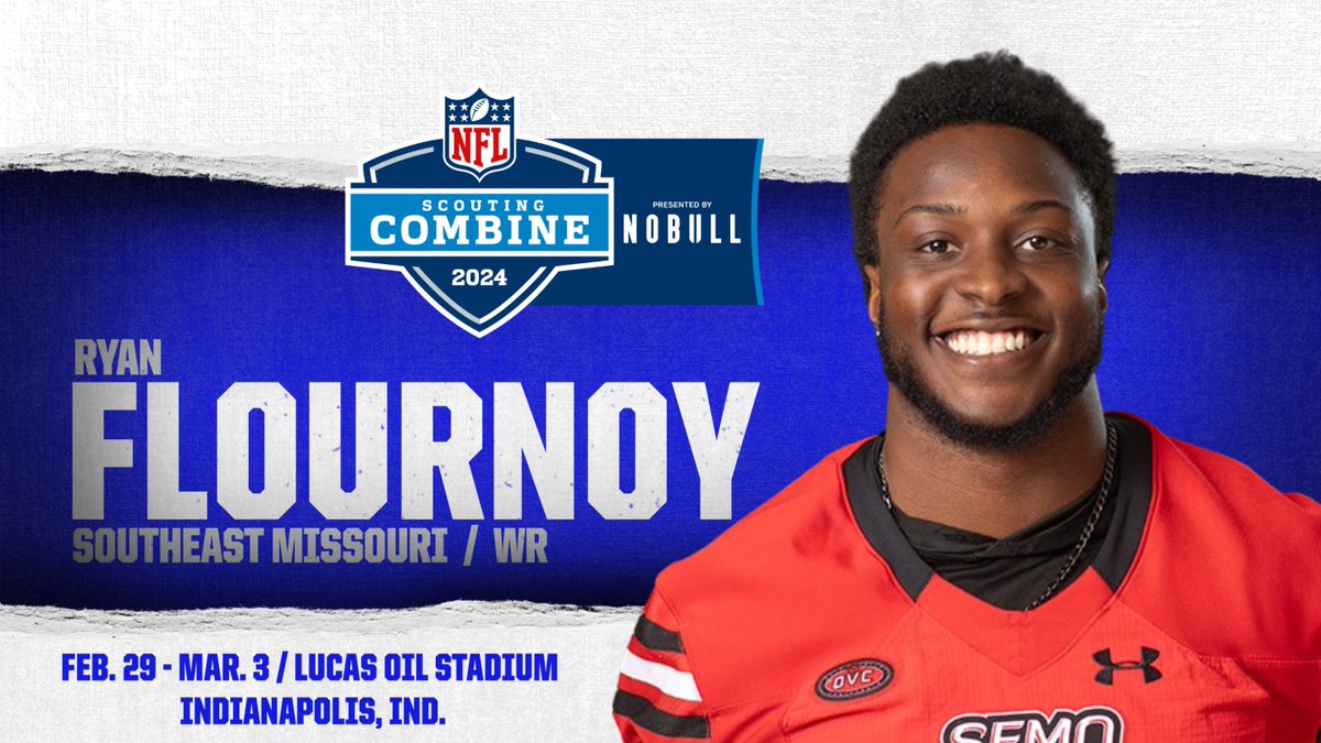 CONGRATULATIONS to former Southeast Missouri wide receiver Ryan Flournoy. Flournoy is headed to the 2024 NFL Combine in Indianapolis, Feb. 29-Mar. 3. Flournoy is only the third SEMO player headed to the NFL Combine. Story: shorturl.at/lxGW5