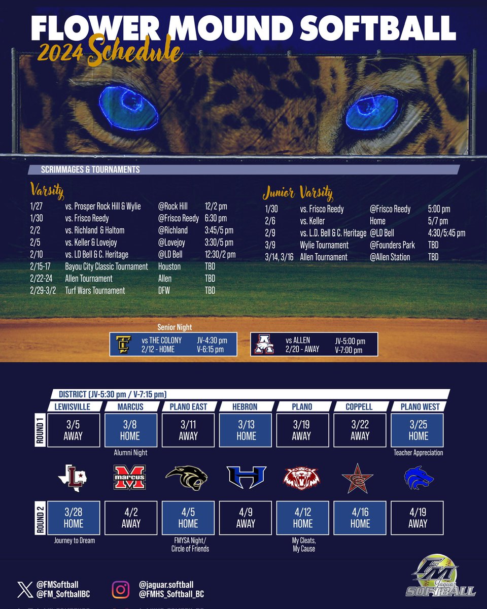 FM_SoftballBC's tweet photo. Our 𝟮𝟬𝟮𝟰 𝗦𝗼𝗳𝘁𝗯𝗮𝗹𝗹 𝗦𝗰𝗵𝗲𝗱𝘂𝗹𝗲!

@FMSoftball | #GoJags | #STACD | #Togetherwearebetter | #BreakingExpectations https://t.co/kRJC6Hmwer