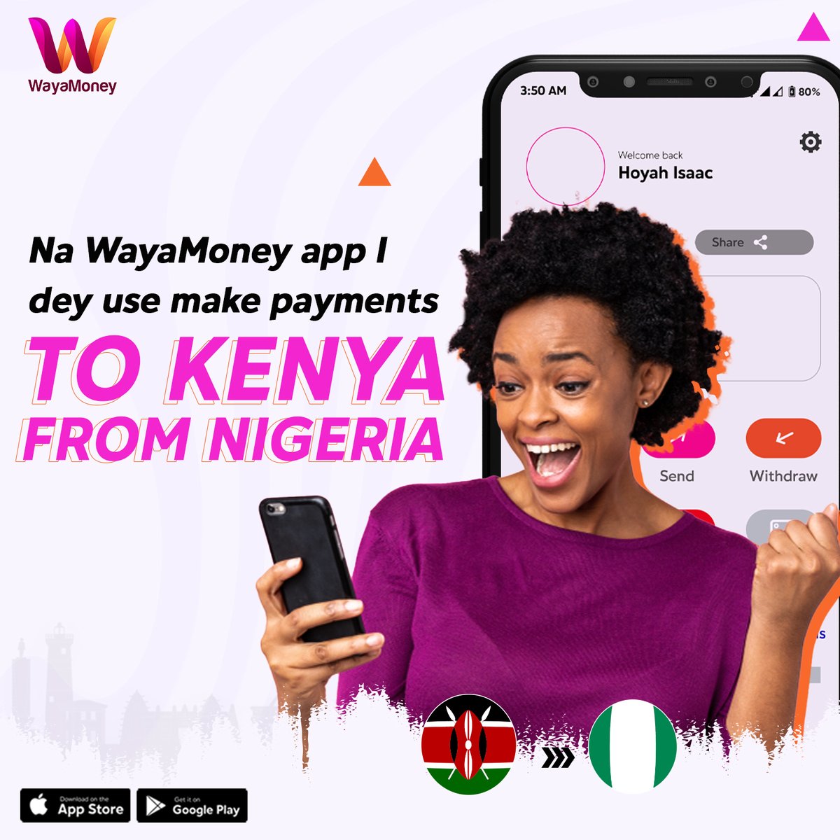 My naija 🇳🇬 people, no carry last! Use the WayaMoney app anytime all day to make payments from Nigeria 🇳🇬 to Kenya 🇰🇪. It's fast, easy, and with the best rates.

Visit Play Store/App Store to download the app today!

#WayaMoney #sendmoneytokenya #sendmoneyacrossafrica #TGIF