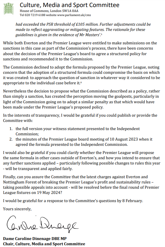 We have written to the Premier League CEO, Richard Masters, asking him to clarify points raised in our oral evidence session with him and the EFL earlier this month. See our Chair's @cj_dinenage comments 👇 committees.parliament.uk/committee/378/…