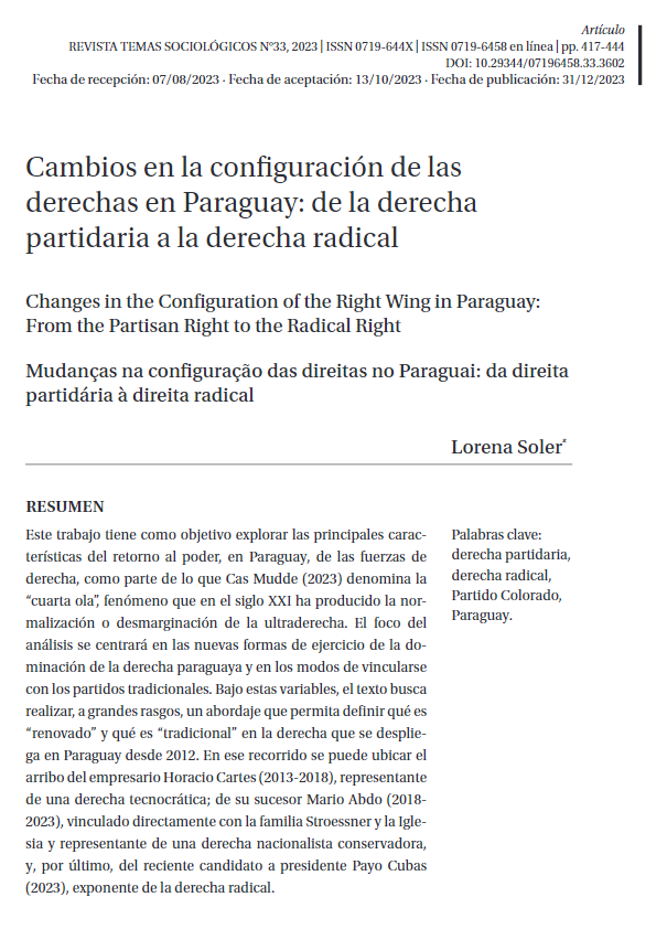 RTSociologicos's tweet photo. ¡Feliz miércoles! 🙃

Les invitamos a leer, "Cambios en la configuración de las derechas en Paraguay: de la derecha partidaria a la derecha radical", artículo de @sorlorena 

¡Disfruten su lectura! 🙌

👇👇👇

https://t.co/gHR3j3A1H0 https://t.co/BxuqWNSpdy