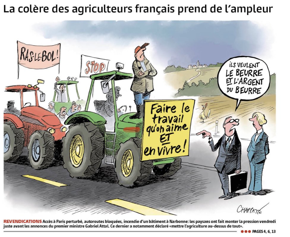 Les agriculteurs français nous disent pourquoi ils se soulèvent maintenant  - Le Temps