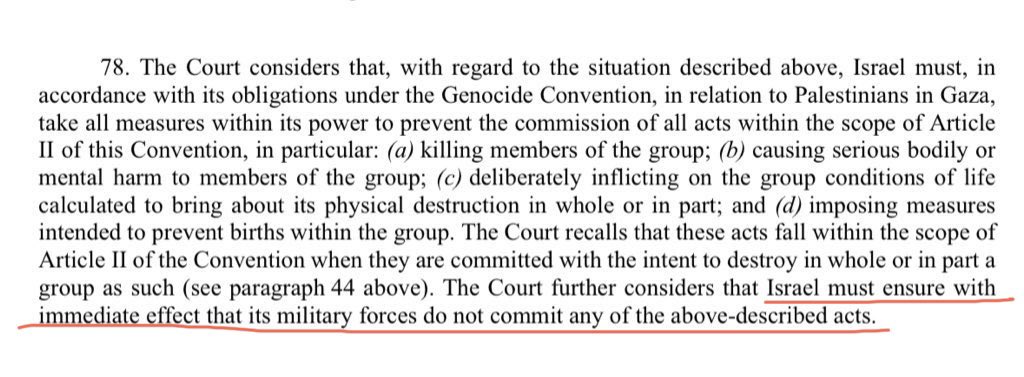 PrisGalstaun's tweet image. Per the last sentence in clause 78 of its ruling in favor of South Africa’s case for the Palestinians, is it possible the @CIJ_ICJ ruled for a ceasefire without explicitly ruling for a ceasefire &amp;amp; that’s because Israeli civilians are still held hostage in Gaza? 

#immediateeffect