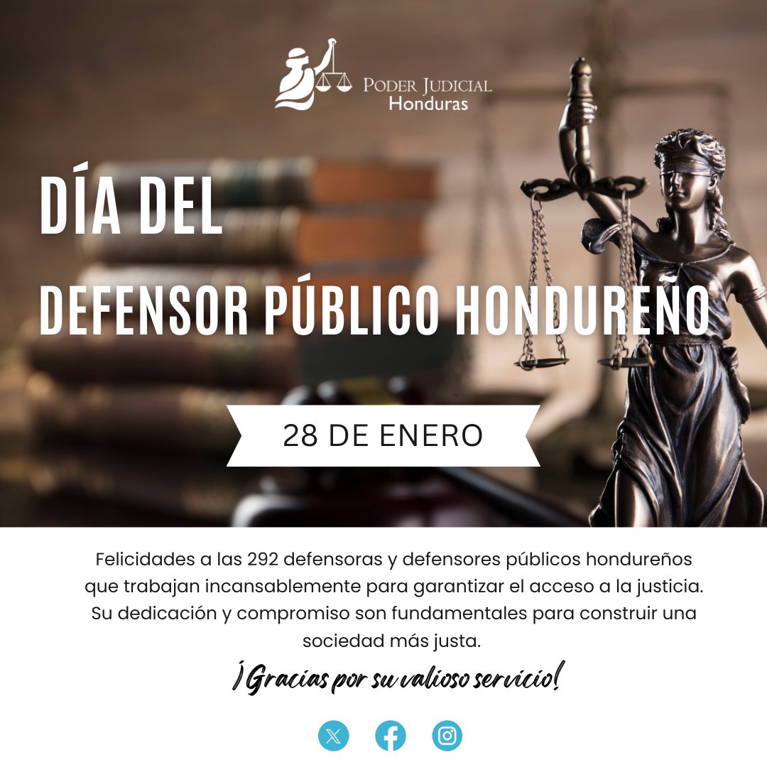 Hoy celebramos a nuestras valientes Defensoras y Defensores Públicos  Hondureños! Su compromiso con la justicia y la protección de los derechos  es fundamental. Gracias por su labor incansable con la ciudadanía.  #DíaDelDefensorPúblico, image size:1080x1080