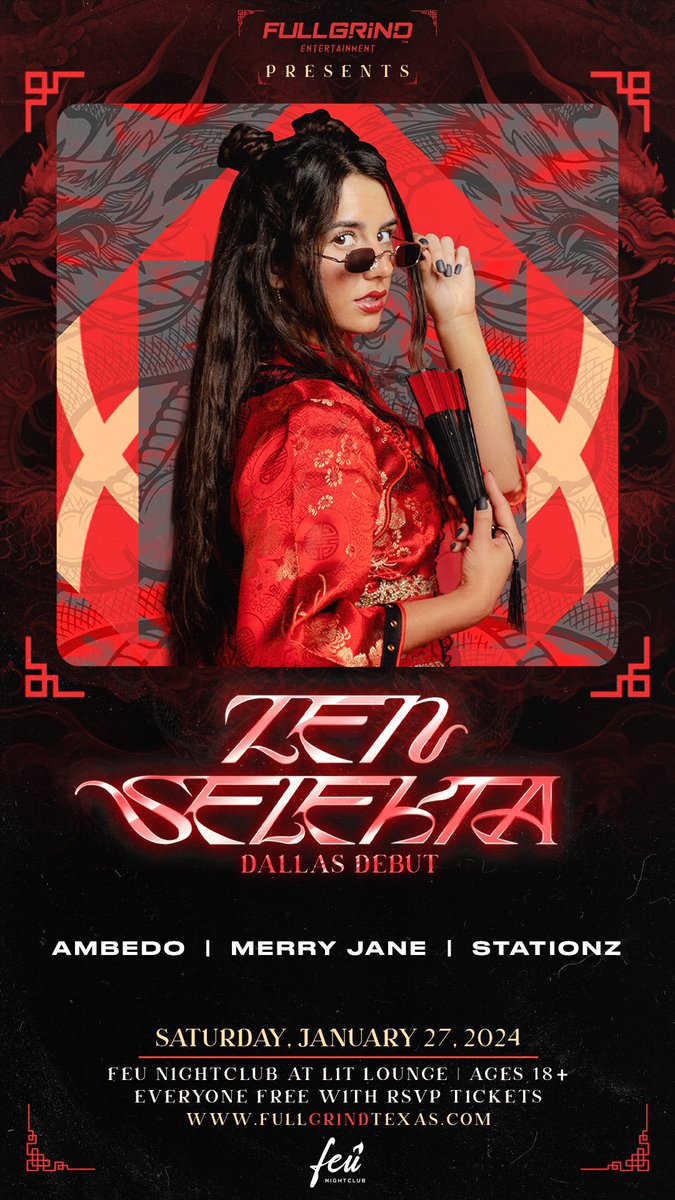 who are we seeing tomorrow??? 🤩

<a href="/zenselekta/">𝗭𝗘𝗡 𝗦𝗘𝗟𝗘𝗞𝗧𝗔</a> DALLAS DEBUT BABBYYYYYY 💃🏻 

if you still need your tickets, you can get them here 👉🏻 fullgrindtexas.com