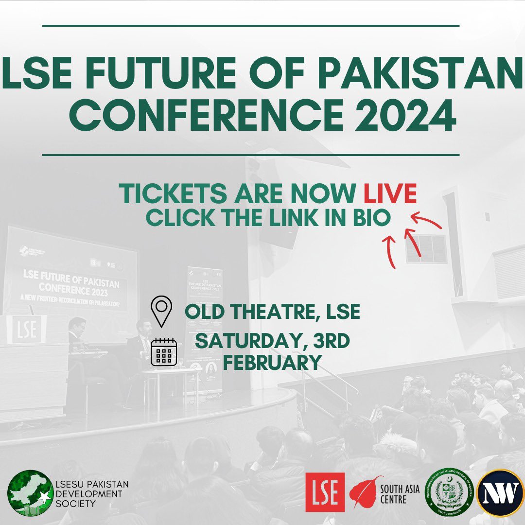 Tickets for the 2024 LSE Future of Pakistan Conference are now live! 

Book your spot via the following link (Also accessible through our bio):

lsesu.native.fm/event/lse-futu…