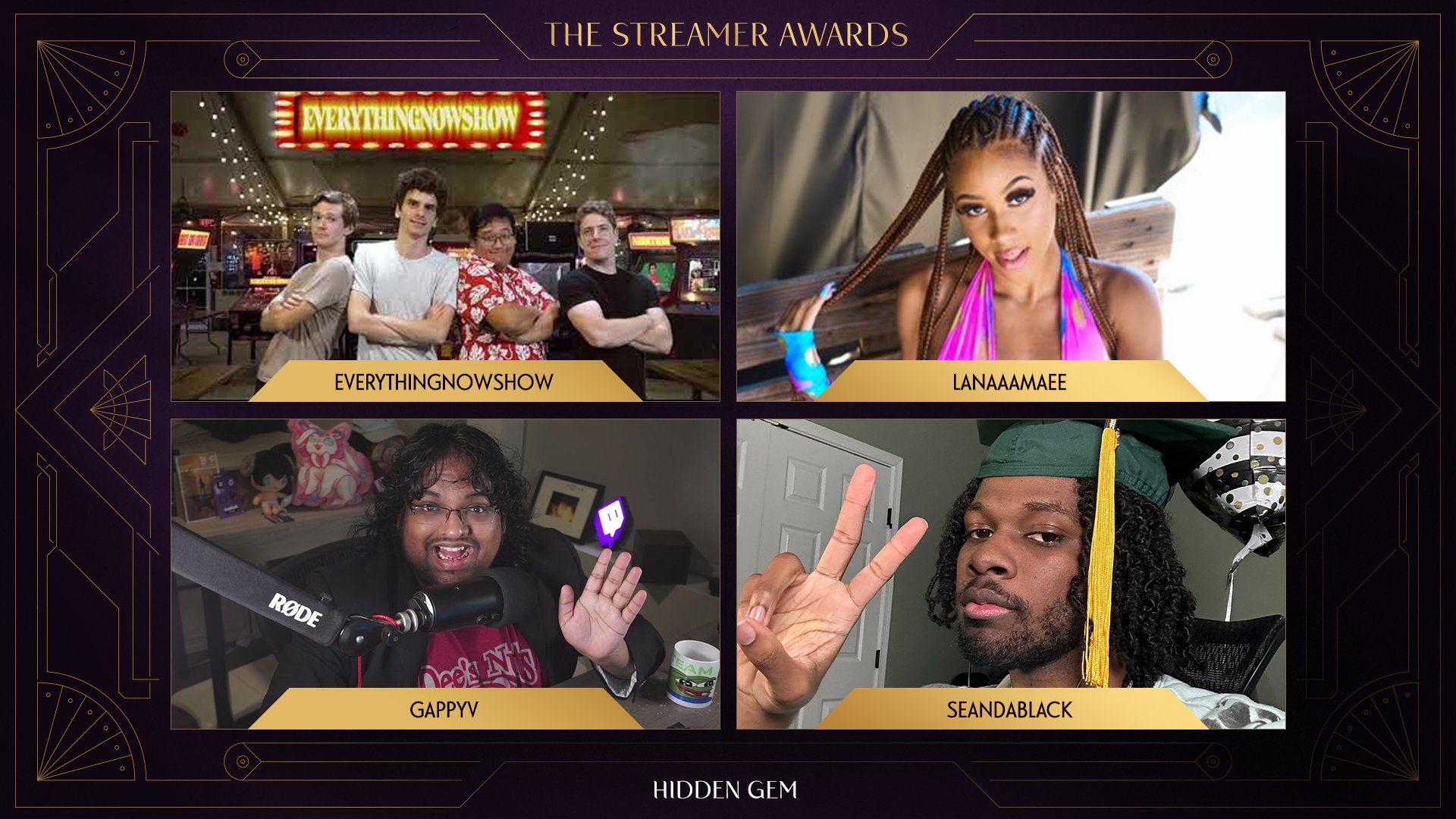 The Streamer Awards on X: “Congrats to the nominees for HIDDEN GEM 
