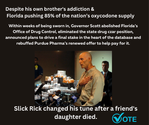 This isn't Publix's first rodeo with Oxy. Oxycodone poured into and out of Florida between 2006 and 2012 as Rick Scott looked the other way. Publix was one of 11 companies accounting for 90% of opioids entering Florida but we only hear about Chris and Jeff George and their…