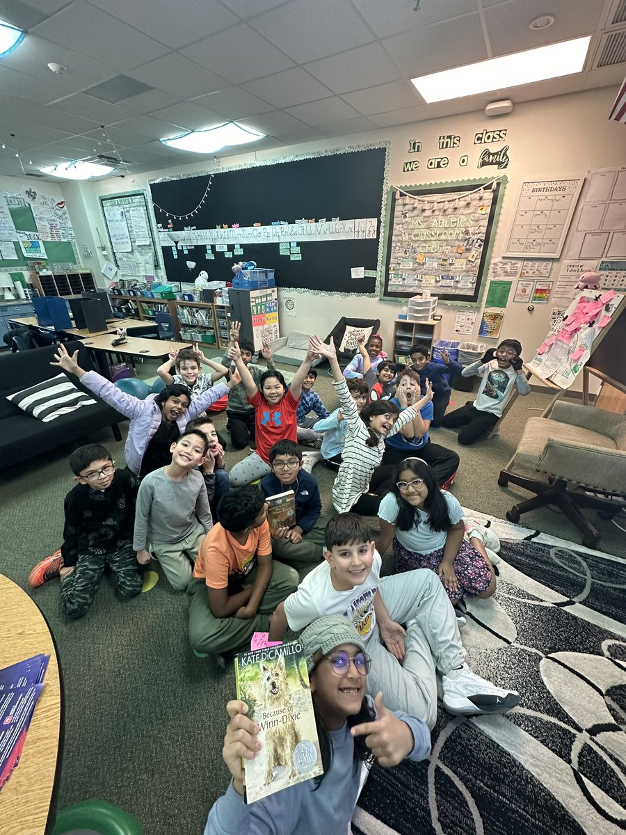 You know it’s a good read aloud when we finish and the kids ask if there’s a sequed! Today we finished my absolute FAVORITE book to read to our third graders, Because of Winn-Dixie! Thank you <a href="/KateDiCamillo/">Kate DiCamillo</a> - this class is a BIG fan of yours! #winndixie #thirdgrade #readaloud